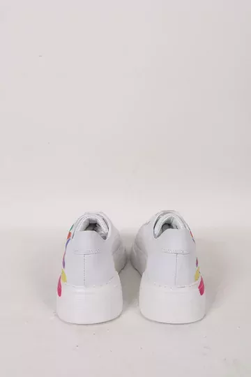 Kadın Beyaz Hakiki Deri Sneaker Spor Ayakkabı