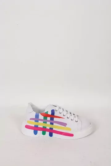 Kadın Beyaz Hakiki Deri Sneaker Spor Ayakkabı