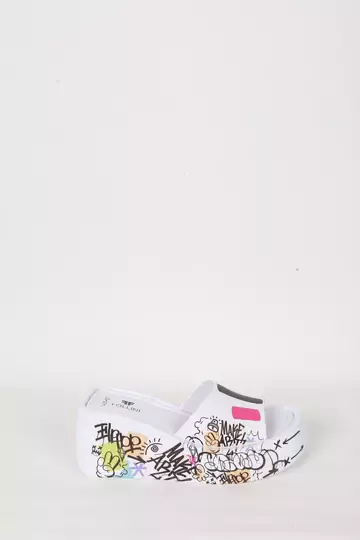 Kadın Deri Terlik Dolgu Topuk Beyaz