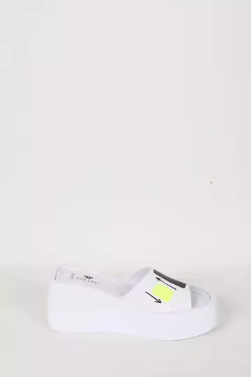 Kadın Deri Terlik Dolgu Topuk Beyaz