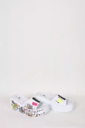 Kadın Deri Terlik Dolgu Topuk Beyaz