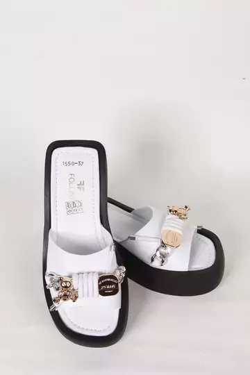 Kadın Deri Terlik Dolgu Topuk Siyah