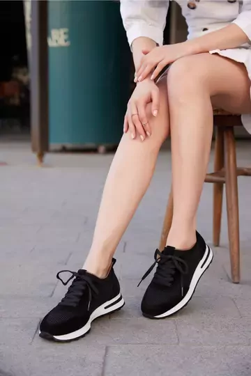 Kadın Buz Mavisi Hakiki Deri Sneaker Spor Ayakkabı