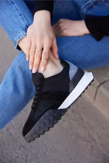 Kadın Deri Sneaker Siyah