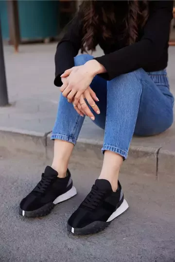 Kadın Deri Sneaker Siyah
