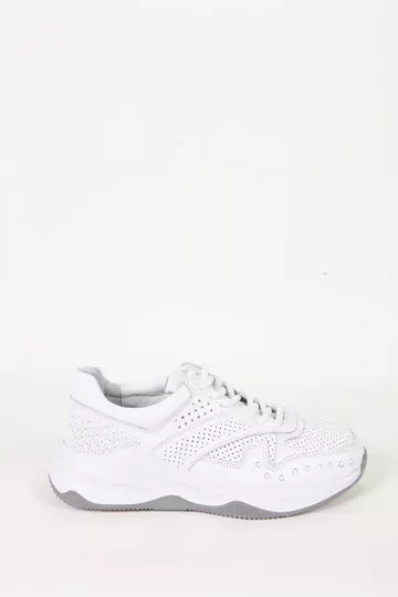 Kadın Beyaz Hakiki Deri Spor Sneaker