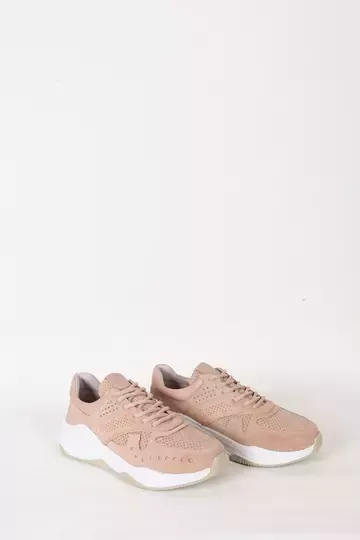 Kadın Bej Süet Hakiki Deri Spor Sneaker