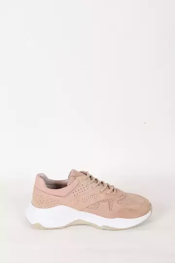 Kadın Bej Süet Hakiki Deri Spor Sneaker