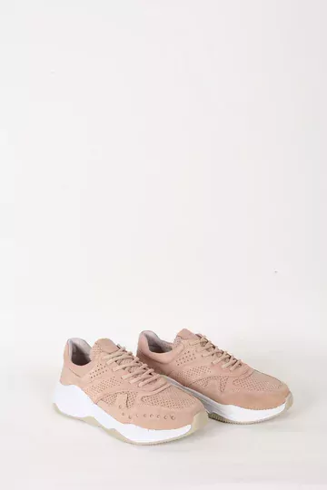 Kadın Bej Süet Hakiki Deri Spor Sneaker