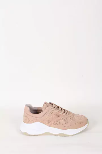 Kadın Bej Süet Hakiki Deri Spor Sneaker