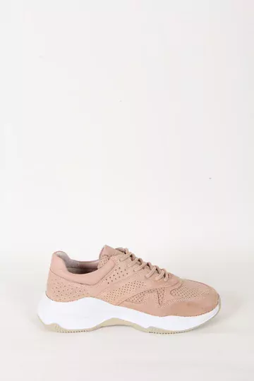 Kadın Bej Süet Hakiki Deri Spor Sneaker