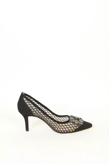 Kadın Deri Ayakkabı Aksesuar Detaylı Siyah