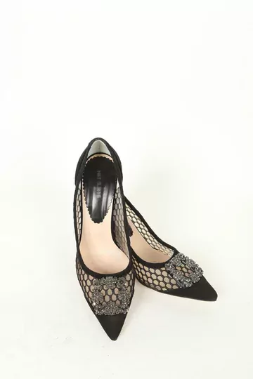 Kadın Deri Ayakkabı Aksesuar Detaylı Siyah