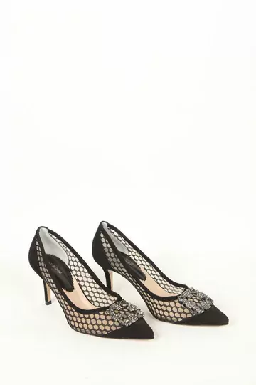 Kadın Deri Ayakkabı Aksesuar Detaylı Siyah