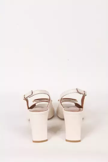 Kadın Krem Hakiki Deri Topuklu Ayakkabı