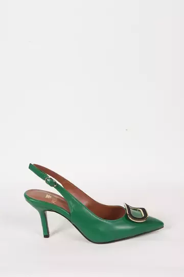 Kadın Deri Ayakkabı Topuklu Yeşil