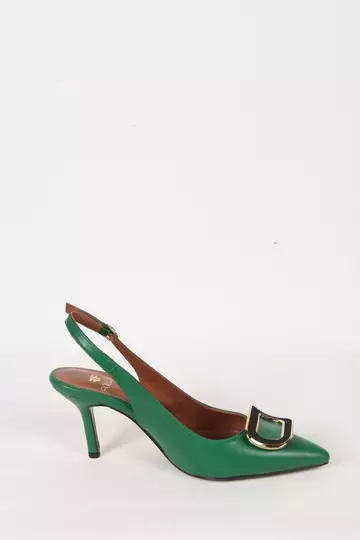 Kadın Deri Ayakkabı Topuklu Yeşil