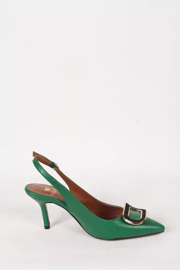 Kadın Deri Ayakkabı Topuklu Yeşil
