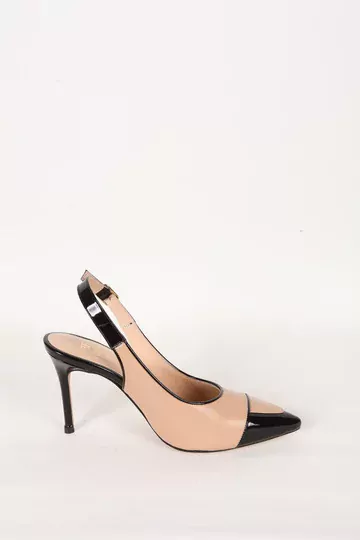 Kadın Siyah-Camel Hakiki Deri Topuklu Ayakkabı