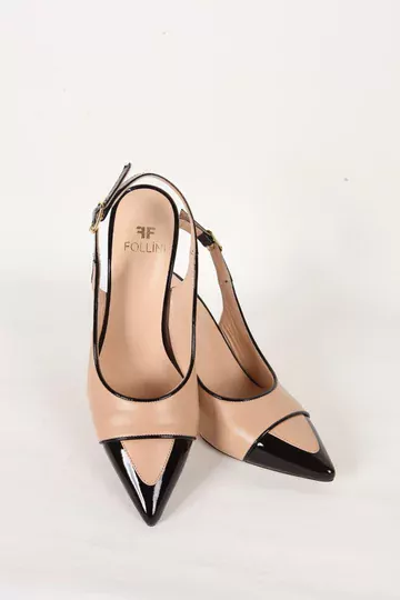 Kadın Siyah-Camel Hakiki Deri Topuklu Ayakkabı