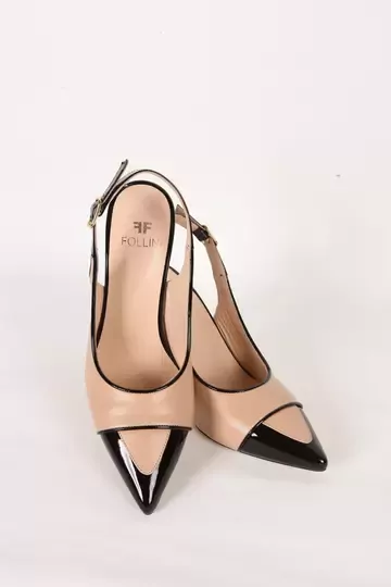 Kadın Siyah-Camel Hakiki Deri Topuklu Ayakkabı