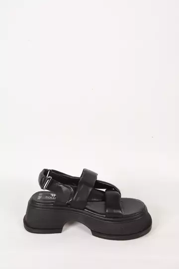 Kadın Siyah Hakiki Deri Sandelet