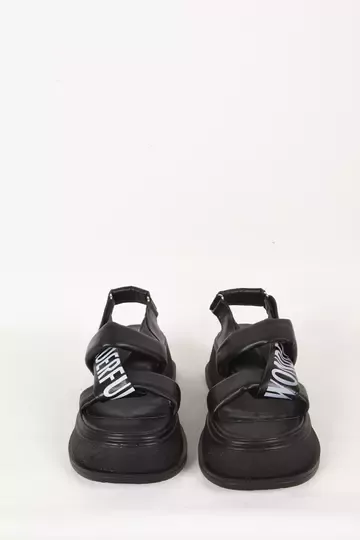 Kadın Siyah Hakiki Deri Sandelet