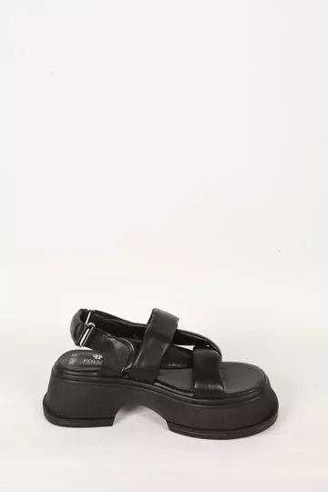 Kadın Siyah Hakiki Deri Sandelet