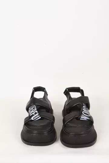 Kadın Siyah Hakiki Deri Sandelet