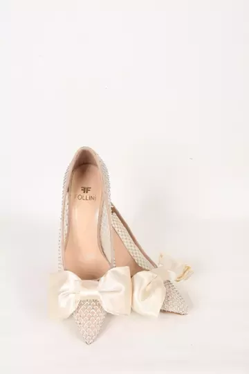 Kadın Siyah Fiyonk Ve Taş Detaylı Hakiki Deri Ayakkabı