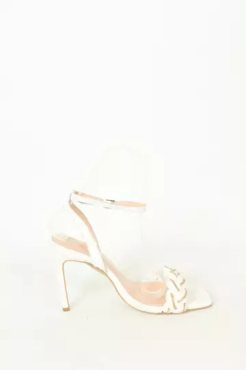 Kadın Topuklu Detay Örgülü Sandalet