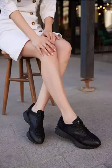Kadın Deri Sneaker Siyah