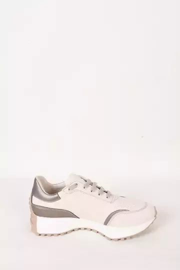 Kadın Deri Sneaker Krem