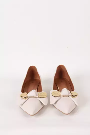 Kadın Deri Babet Aksesuar Detaylı Krem