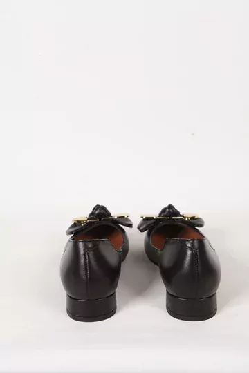 Kadın Deri Babet Aksesuar Detaylı Siyah