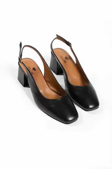 Kadın Siyah Hakiki Deri Topuklu Ayakkabı