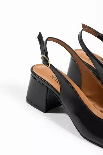 Kadın Siyah Hakiki Deri Topuklu Ayakkabı