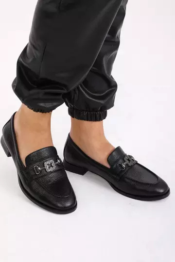 Kadın Yeşil Loafer Aksesuar Detaylı