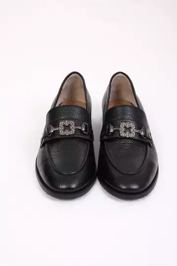 Kadın Yeşil Loafer Aksesuar Detaylı