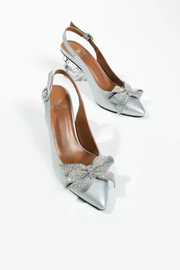 Kadın Siyah Hakiki Deri Aksesuar Ve Topuk Detaylı Topuklu Ayakkabı