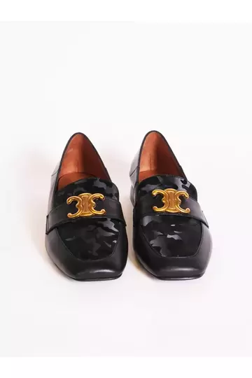 Kadın Siyah Hakiki Deri Aksesuar Detaylı Klasik Ayakkabı