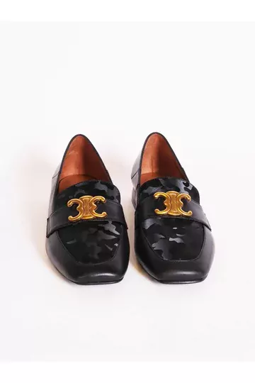 Kadın Siyah Hakiki Deri Aksesuar Detaylı Klasik Ayakkabı