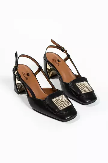 Kadın Siyah Aksesuar Detaylı Topuklu Ayakkabı