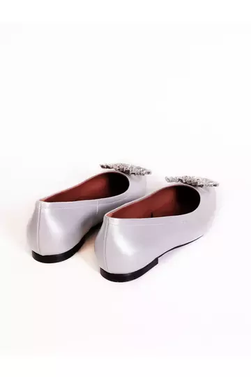 Kadın Deri Babet Aksesuarlı Fuşya