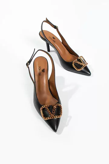 Kadın Siyah Aksesuar Detaylı Topuklu Ayakkabı