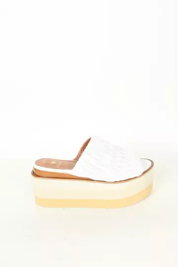 Kadın Deri Terlik Dolgu Topuk Vizon