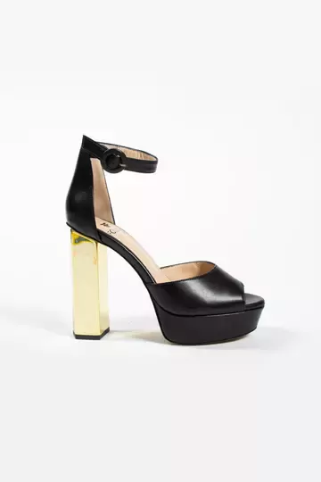 Kadın Deri Ayakkabı Platformlu Topuklu Siyah