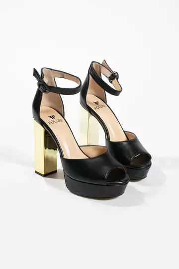 Kadın Deri Ayakkabı Platformlu Topuklu Siyah