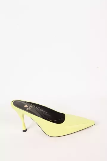 Kadın Siyah Hakiki Deri Topuklu Terlik