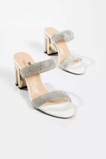 Kadın Hakiki Deri Taş Ve Topuk Detaylı Terlik